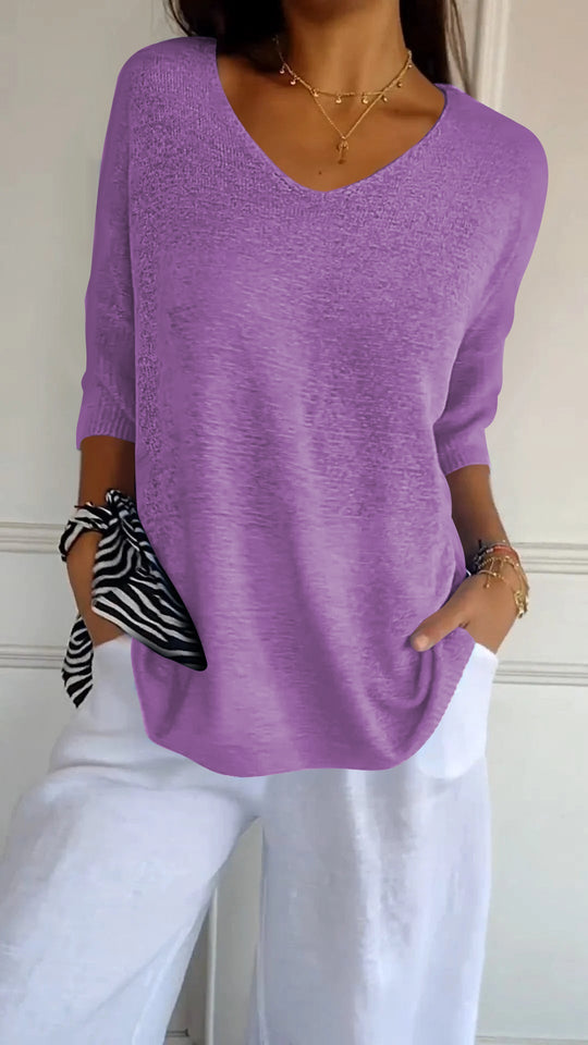 Evelyn - Knit Top with V-neck