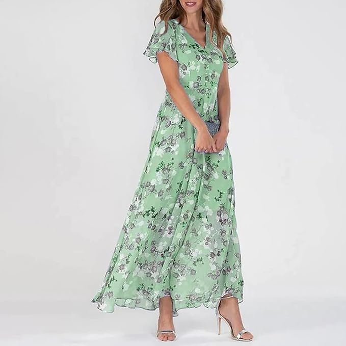 Charlie™ | V-Neck Ruffle Maxi Dress