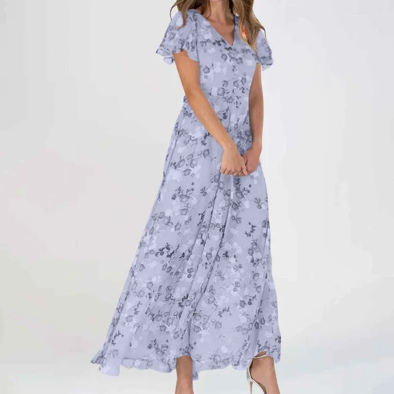 Charlie™ | V-Neck Ruffle Maxi Dress