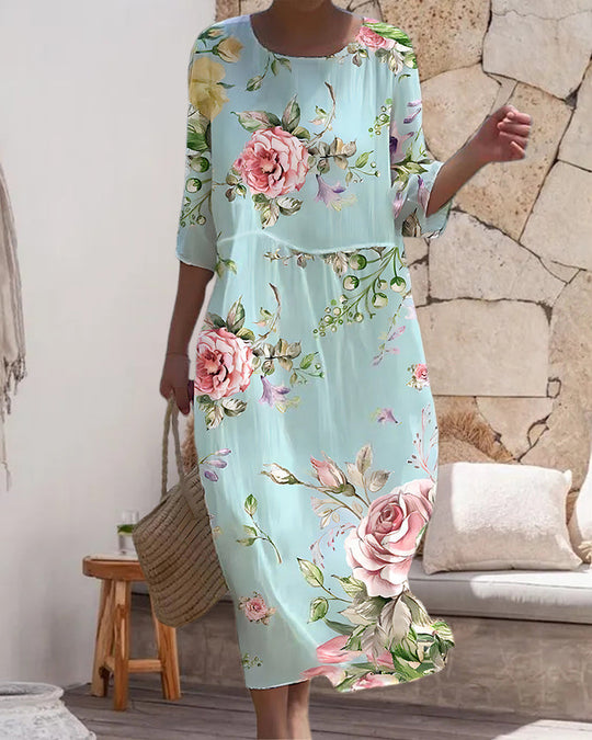 Cindy - Elegant belly cover floral dress – Naomari Cape Town