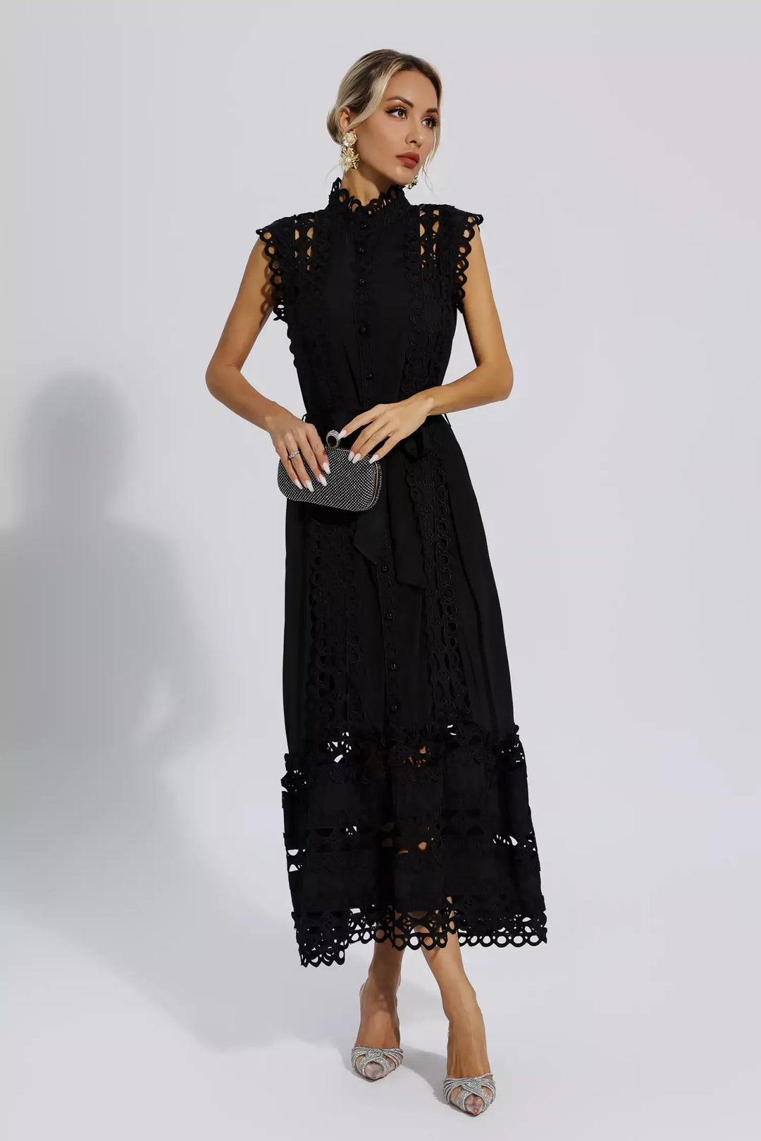 Maren | Black Sleeveless Hollow Maxi Dress