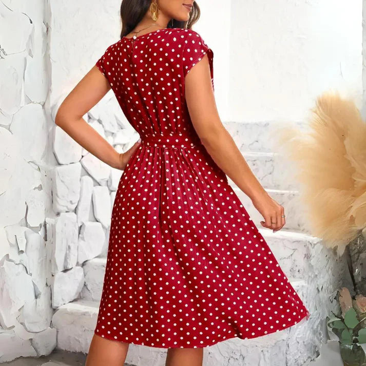 Ana | Polka Dot Pleated Dress