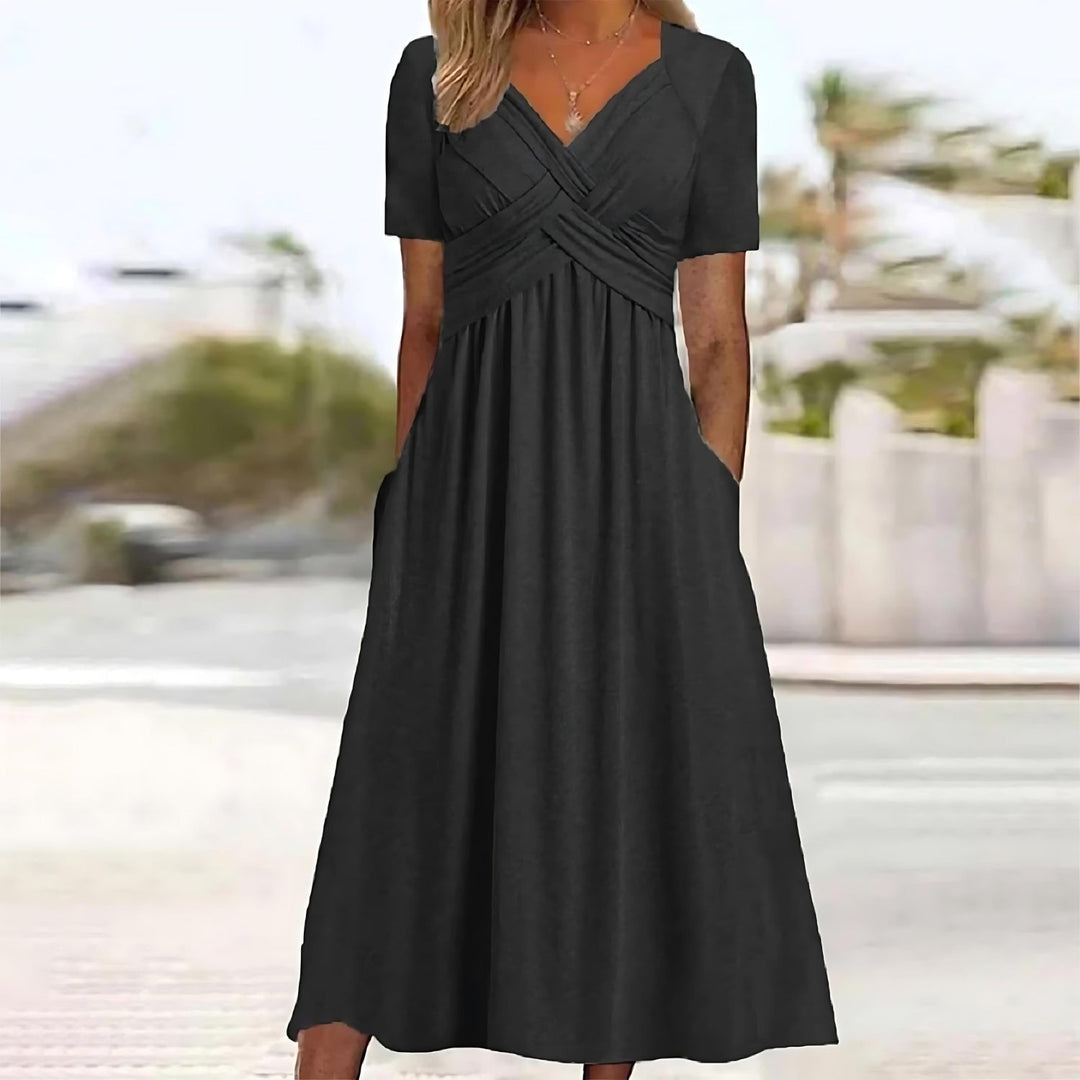 Skyler | Elegant Midi Dress With Belly Coverage