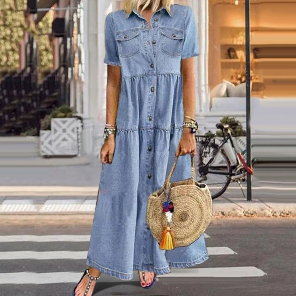 Aspe | Elegant Slimming Denim Dress