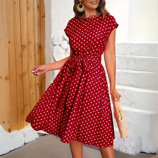 Ana | Polka Dot Pleated Dress