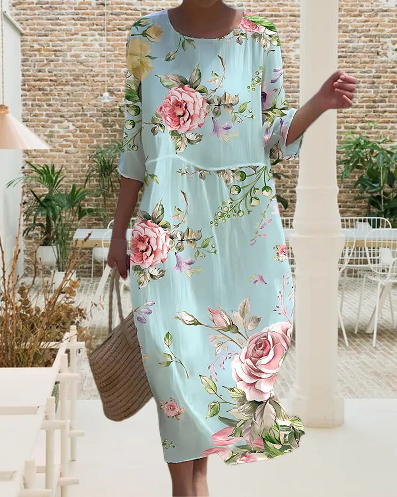 Cindy - Elegant belly cover floral dress