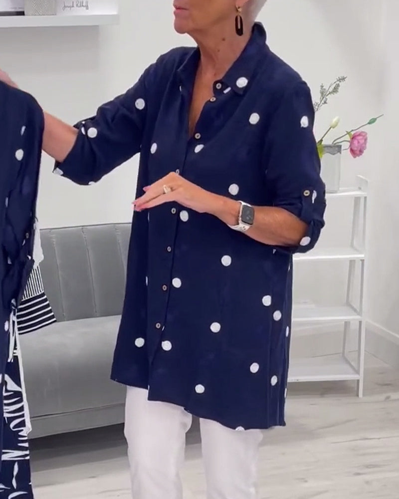 Davina | Navy Polka Dot Shirt