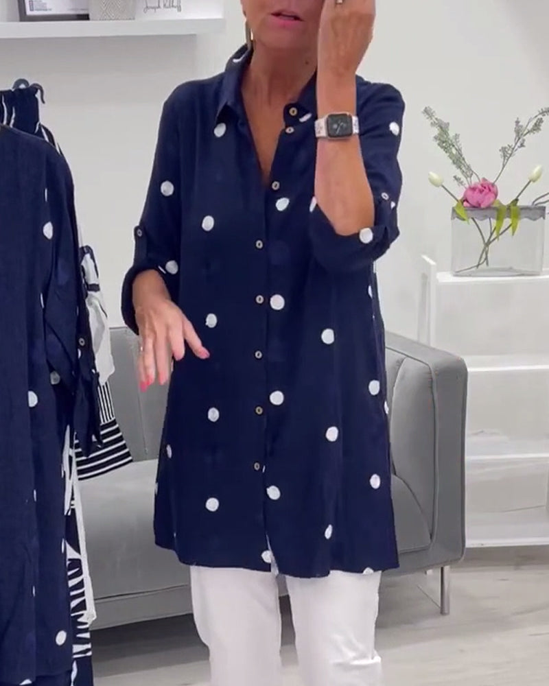 Davina | Navy Polka Dot Shirt