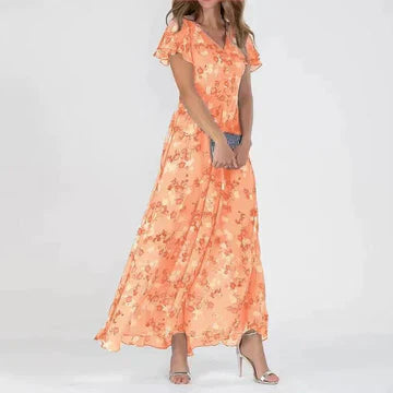 Charlie™ | V-Neck Ruffle Maxi Dress