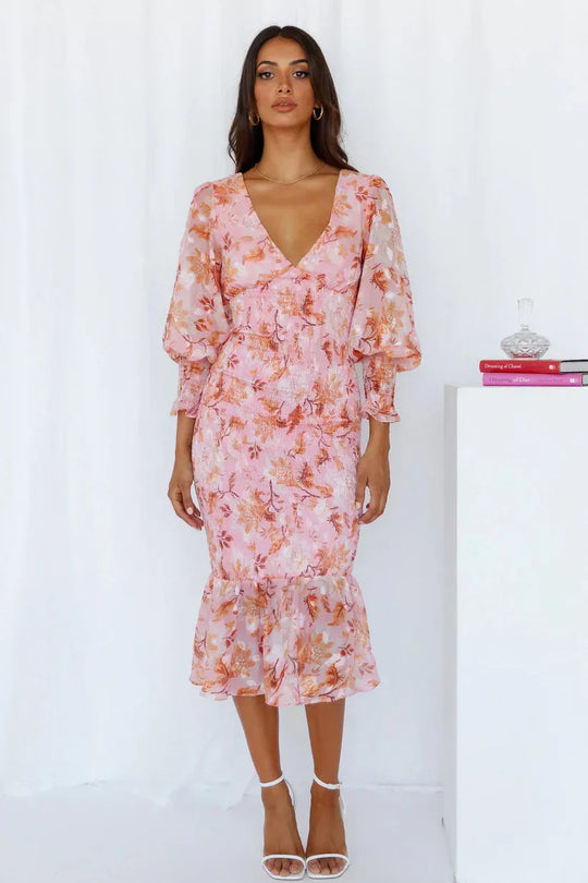 Eileen | Floral Print Midi Dress